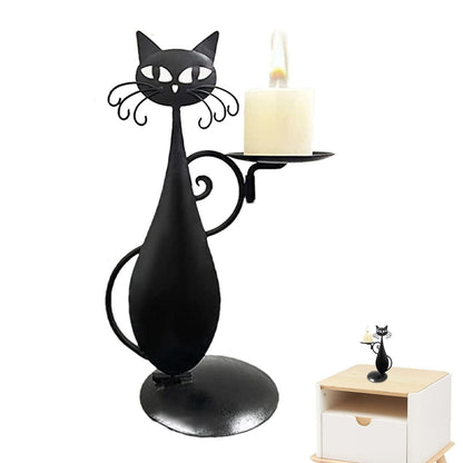 Belro black cat candle holder with a sleek black finish, perfect for stylish home decor and fragrance display.