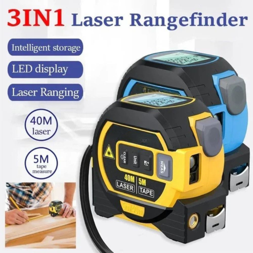 Belro 3-in-1 Infrared Laser Tape measure with digital display and measuring tape, ideal for precise distance measurements.