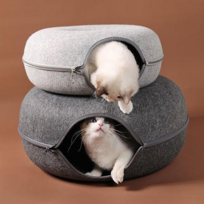 Belro Tunnel Interactive Cat Bed in vibrant colors, featuring a cozy tunnel design for playful and restful cat relaxation.