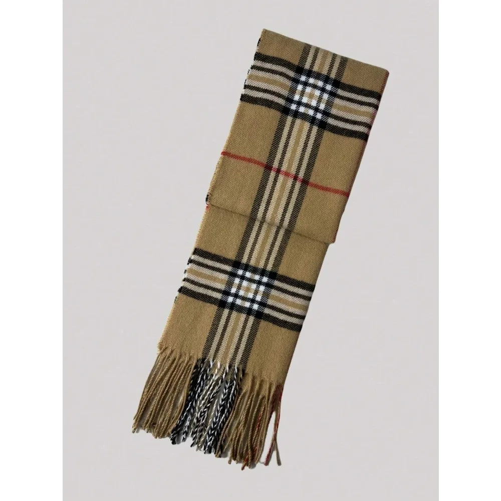 Belro plaid cashmere-feel winter scarf and neck warmer with a cozy, soft fabric in a classic tartan pattern, perfect for cold weather.