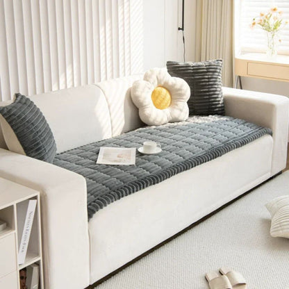 Belro Ultra Plush Sofa Bedding Couch Slipcover in soft, plush fabric, shown draped over a sofa for a cozy home decor look.