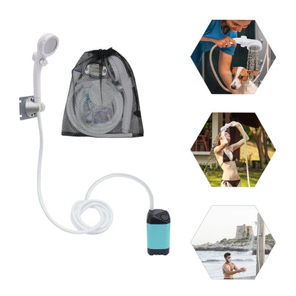 Belro electric portable shower for camping, compact outdoor shower unit with hose and spray head for camping and outdoor use