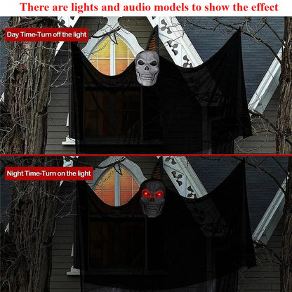 Belro outdoor Halloween ghost decoration with skeleton mask, spooky costume for Halloween outdoor display.