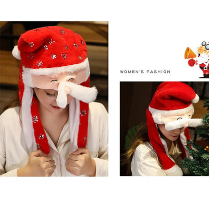 Belro plush Christmas hat for men, soft festive party accessory with red and white design, perfect for holiday celebrations.
