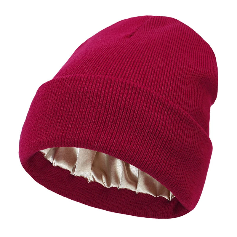 Belro satin-lined women's beanie hat with a cozy winter cap design, suitable for cold weather and stylish winter accessories.