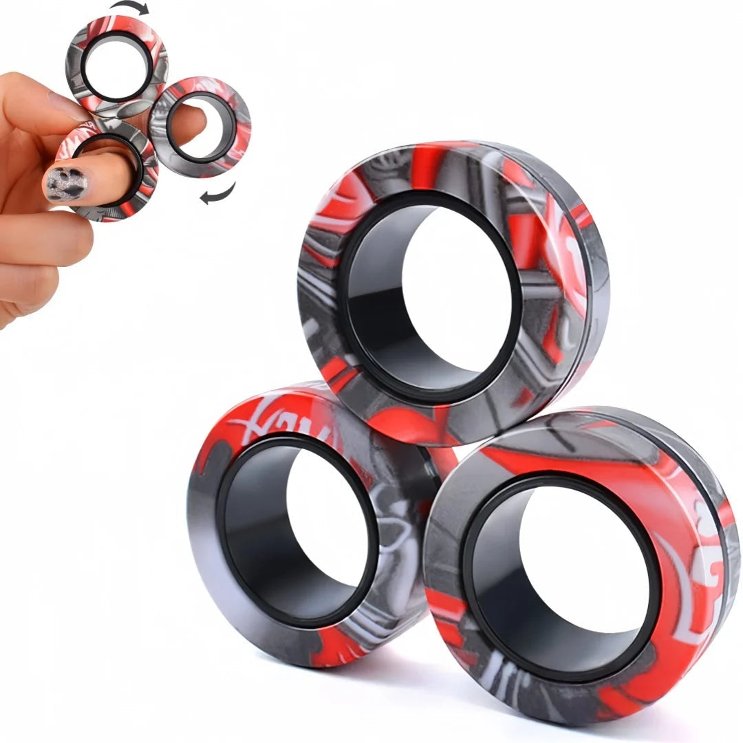 Belro Magnetic Fidget Ring Spinner set with four colorful, smooth spinning rings for stress relief and focus.