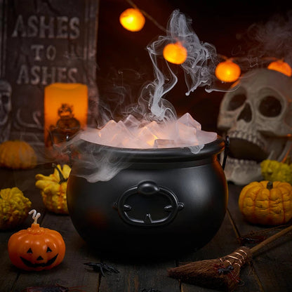 Belro witch cauldron Halloween candy bowl for kitchen and dining, black ceramic food storage container with spooky design