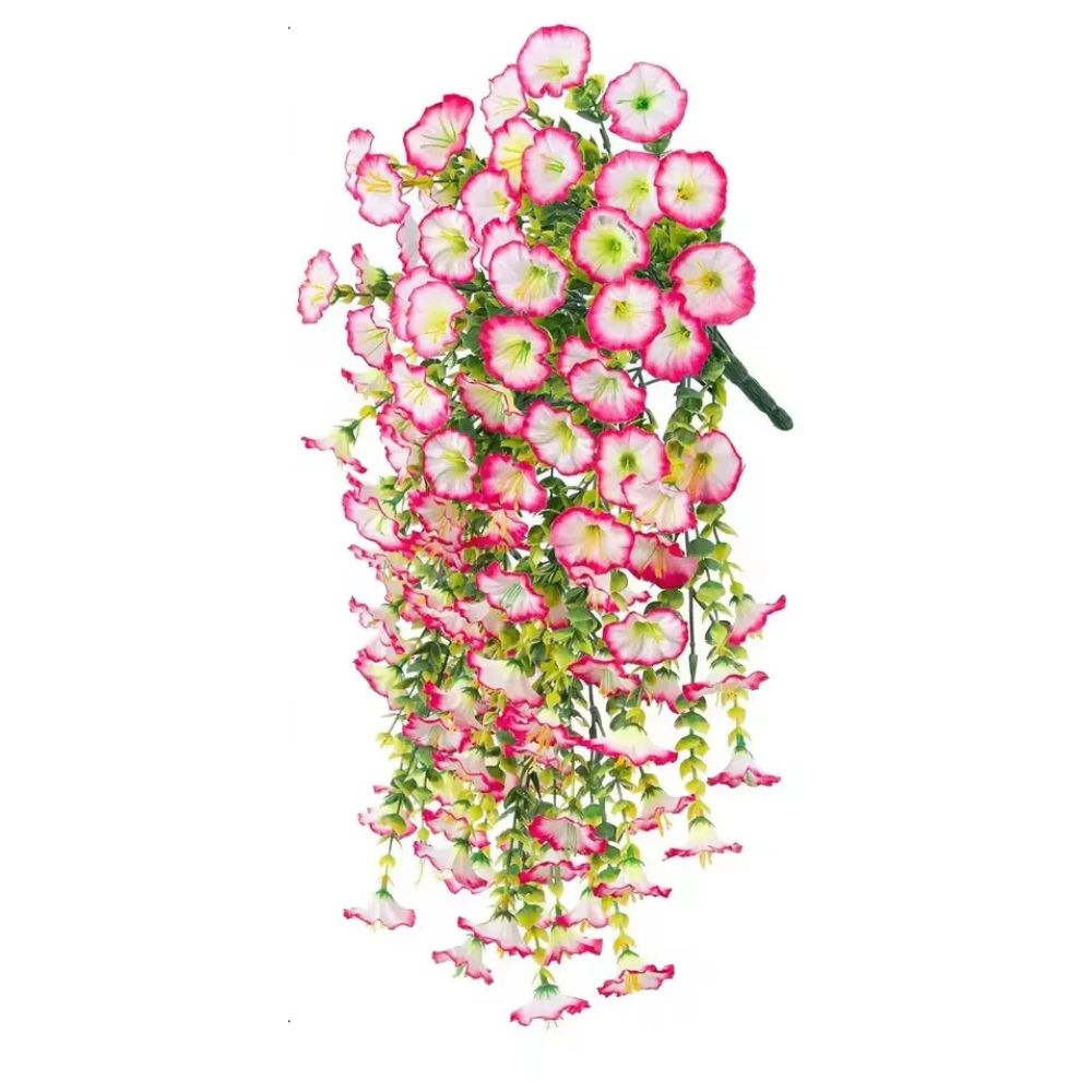 Belro UV resistant artificial morning glory flower hanging decor for home and garden, showcasing vibrant, realistic floral design