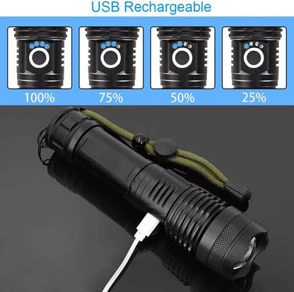 Belro rechargeable flashlight with high lumen output, compact design, and adjustable beam for outdoor and emergency lighting.