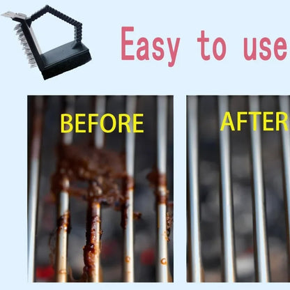 Belro 3 in 1 right angle barbecue grill brush with ergonomic handle for cleaning grill grates in home and garden kitchen.
