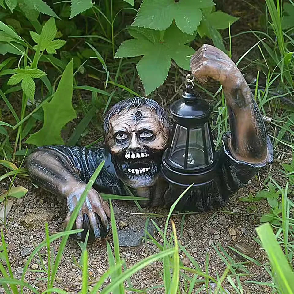 Belro scary zombie Halloween umbrella decor with LED light, outdoor accessory featuring zombie design and illumination.