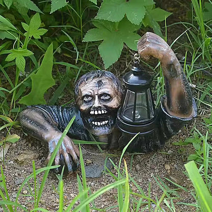 Belro scary zombie Halloween umbrella decor with LED light, outdoor accessory featuring zombie design and illumination.