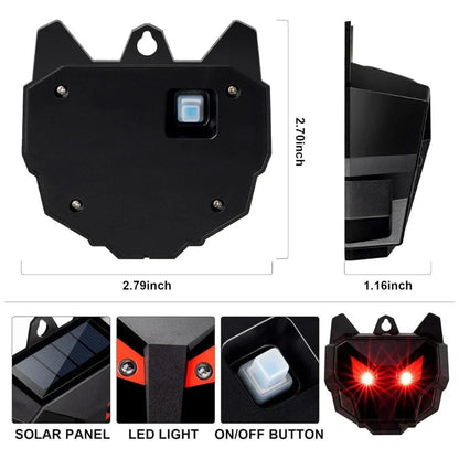 Belro solar-powered outdoor nocturnal animal repellers, two devices with solar panels and motion sensors for pest control in garden.