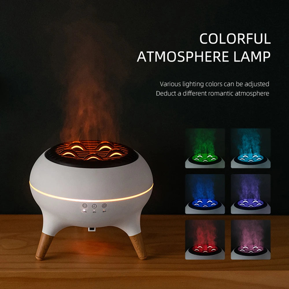 Belro Dynamic Jellyfish Flame Aroma Diffuser in clear glass with flowing jellyfish design for relaxing home fragrance.