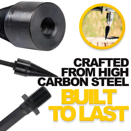 Belro wood log splitter drill bit shown, designed for splitting logs with power tools, durable metal construction for outdoor use.