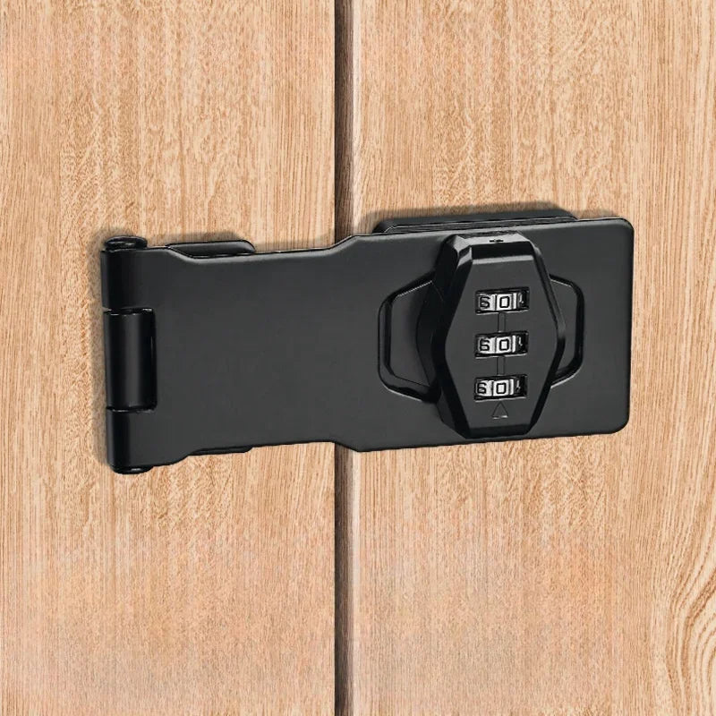Black Belro 4-inch secure cabinet lock with 3-digit combination lock, ideal for outdoor home and garden storage security.
