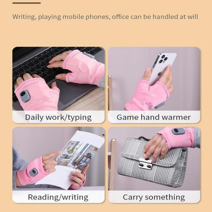 Belro USB rechargeable heated fingerless gloves designed for outdoor use, showing black gloves with built-in heating elements.
