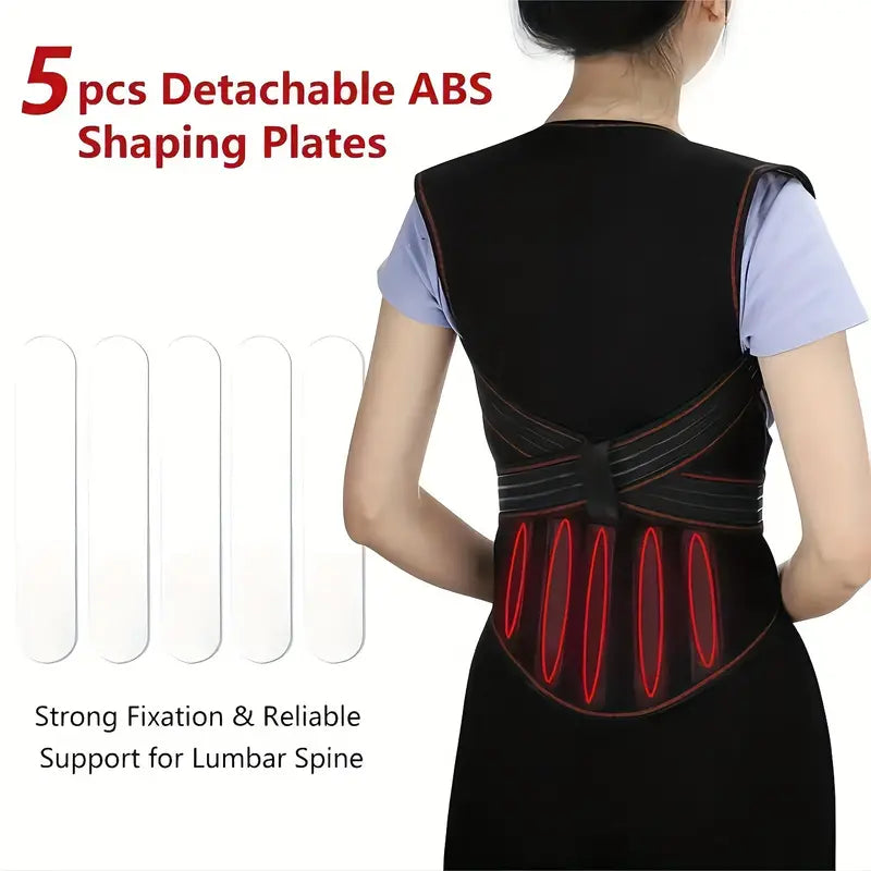 Belro back brace for back pain, adjustable suspenders accessory supporting lower back and improving posture.