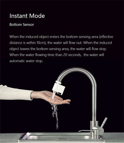 Belro Smart Faucet Infrared Motion Sensor mounted outdoors, with sleek design and sensor for touchless water control.