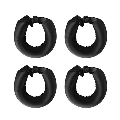 Set of four black satin heatless hair curler headbands from Belro, soft and gentle hair accessories for curling and styling.