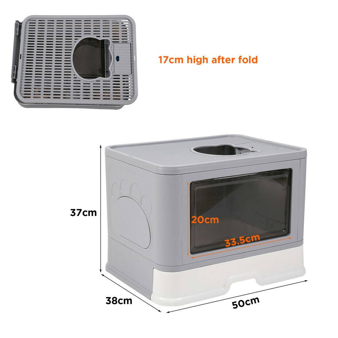 Belro cat litter box in neutral color with high sides and a secure lid, designed for easy cleaning and odor control.