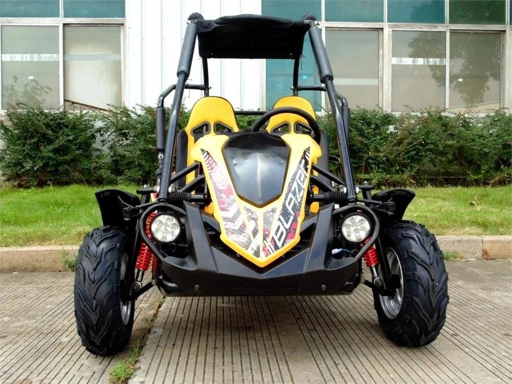 Casavibeo TrailMaster Blazer 200R mid go-kart with rugged design and safety features, ideal for outdoor racing adventures.