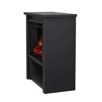 Casavibeo Real Flame Hollis 32-inch electric fireplace with realistic flame display and modern black finish.