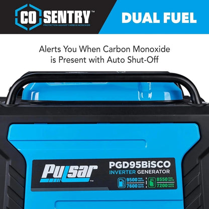 Casavibeo Pulsar PGD95BISCO inverter generator with compact design and control panel, ideal for portable power needs