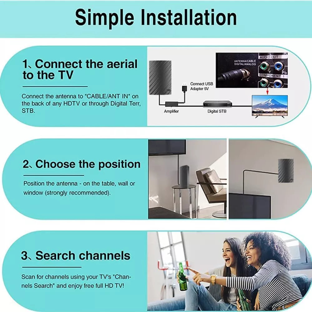 Belro long-range indoor HDTV 4K digital antenna with 600-mile range, designed for high-definition TV reception.