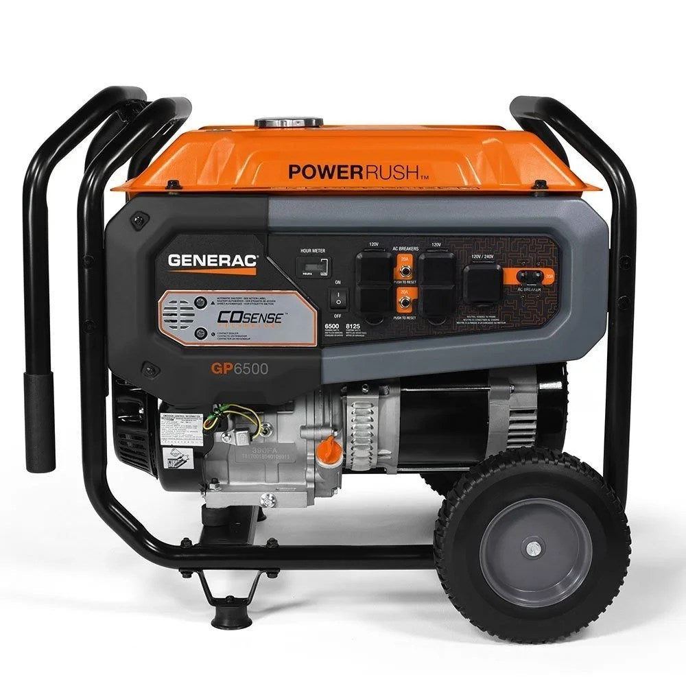 Casavibeo Generac GP6500 portable generator with fuel tank and control panel, ideal for outdoor power backup.