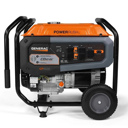 Casavibeo Generac GP6500 portable generator with fuel tank and control panel, ideal for outdoor power backup.