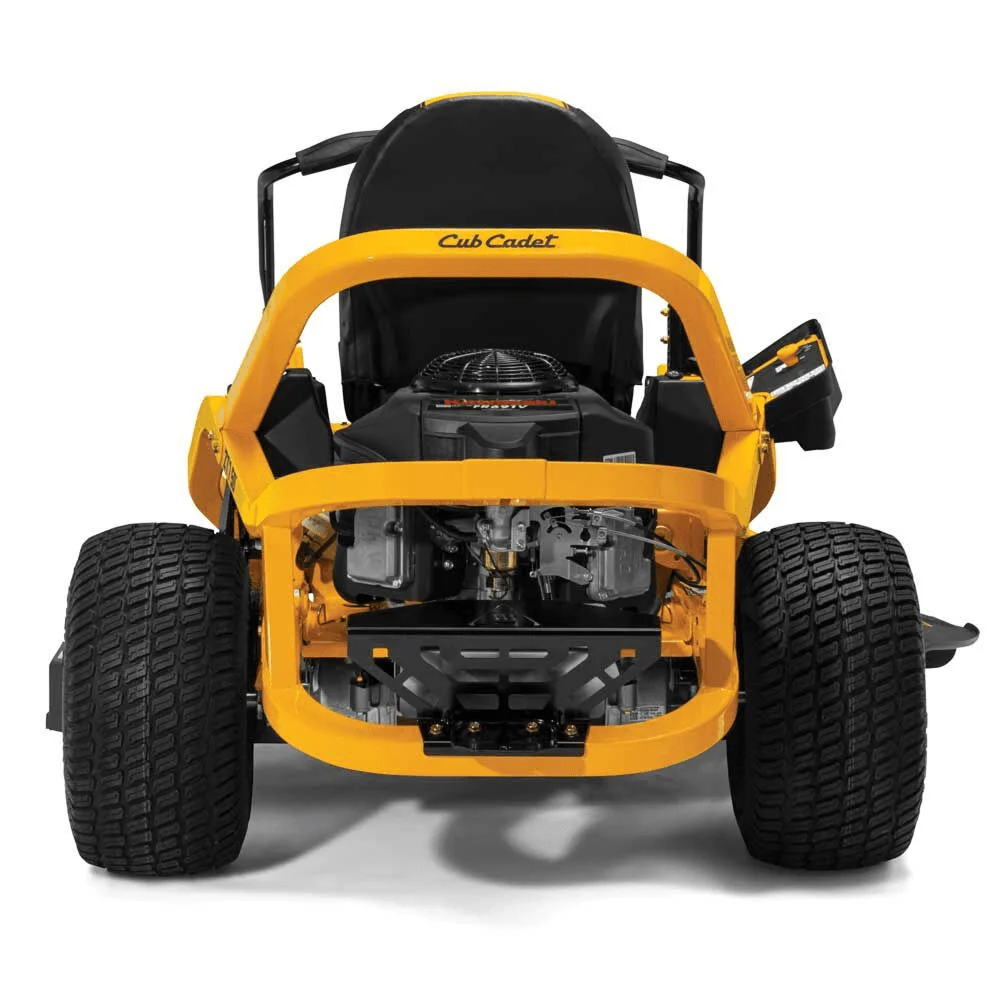 Cub Cadet Ultima ZT1 50-inch zero-turn mower with 25HP Kohler V-twin engine, shown in a lush green lawn setting.