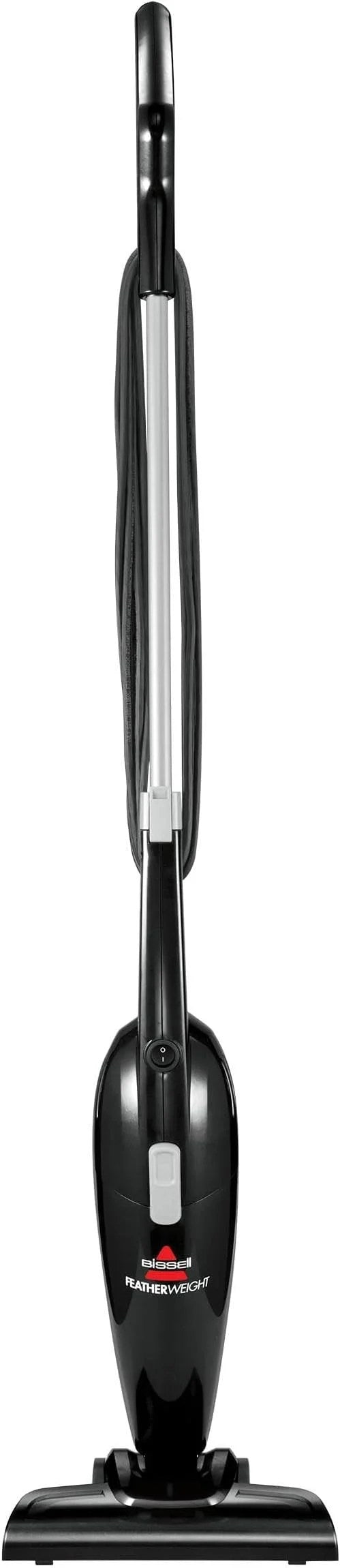 Casavibeo Bissell Featherweight Stick vacuum in black with crevice tool, lightweight bagless design for easy cleaning.