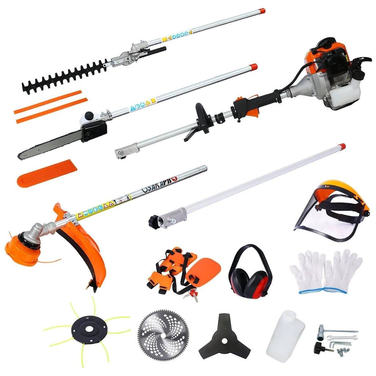 Casavibeo 10-in-1 multi-functional 52CC gas garden tool system with interchangeable heads for trimming, cutting, and edging.