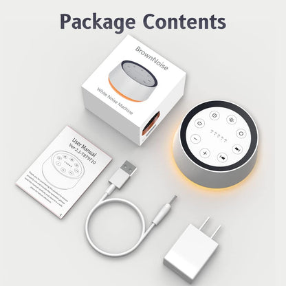 Belro baby sound machine noise device, designed for soothing infants, shown in a compact, portable form with control buttons.