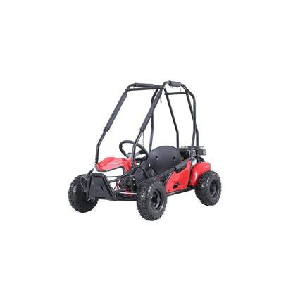 Casavibeo Coleman Powersports GK100 one-seater go-kart with black frame and red accents, featuring large tires and a sturdy design.