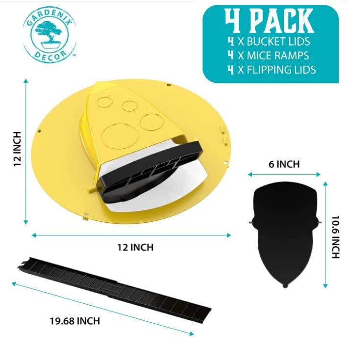 Belro 4-pack bucket lid mouse trap set for outdoor pest control, designed to trap mice effectively in home and garden environments.