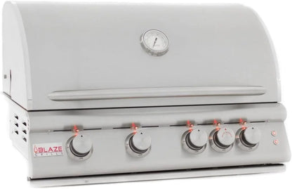 Casavibeo Blaze 32-inch 4-burner LTE gas grill with rear burner and built-in lighting, featuring stainless steel construction and grilling surface