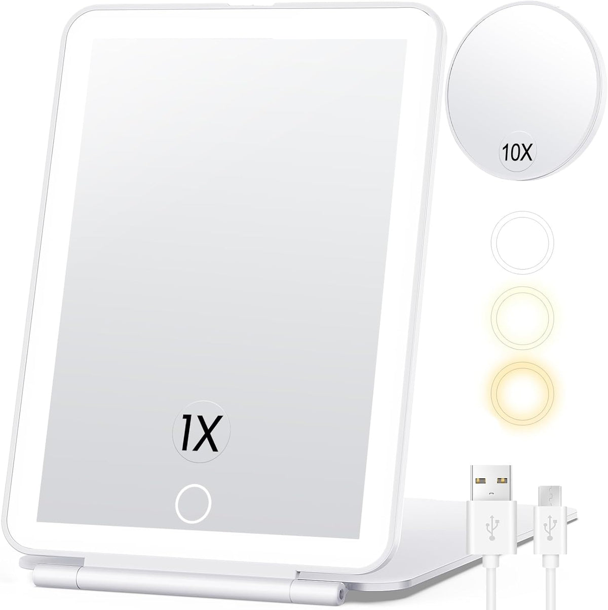 Belro travel lighted makeup mirror with magnification, compact beauty accessory with adjustable lighting and clear reflection.