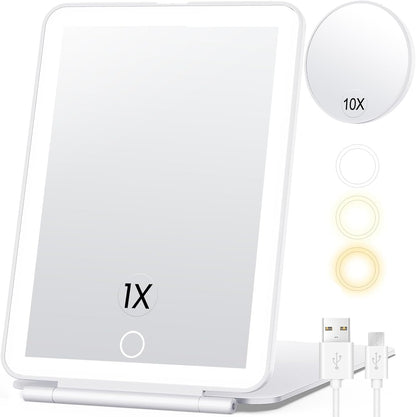 Belro travel lighted makeup mirror with magnification, compact beauty accessory with adjustable lighting and clear reflection.