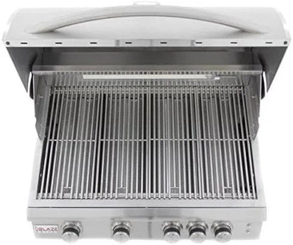 Casavibeo Blaze 32-inch 4-burner LTE gas grill with rear burner and built-in lighting, featuring stainless steel construction and grilling surfaces.