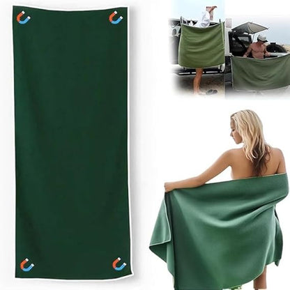 Belro magnetic quick-dry beach towel spread out, showing its vibrant colors and lightweight, absorbent fabric for outdoor use.