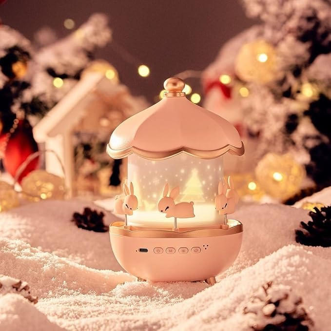Belro night light projector for kids, displaying colorful star and moon projections on a wall in a cozy bedroom setting.
