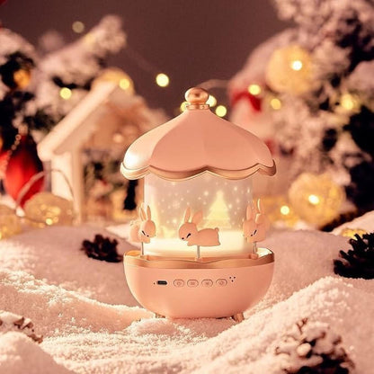 Belro night light projector for kids, displaying colorful star and moon projections on a wall in a cozy bedroom setting.
