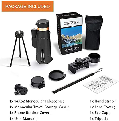 Belro monocular telescope for electronics and cameras, compact handheld device with adjustable lens and rubber grip for clear viewing.