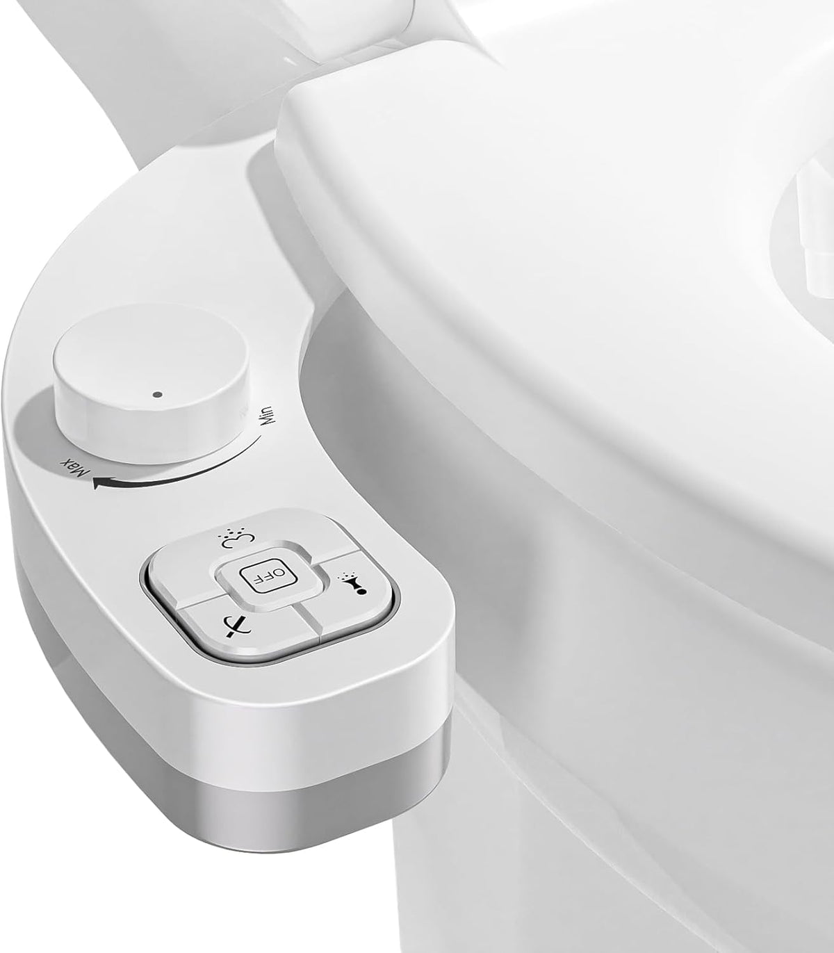 Belro Toilet Bidet Attachment mounted on toilet, with control lever and water hose for enhanced hygiene and cleaning.