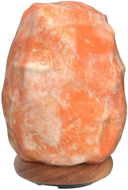 Belro Himalayan Salt Lamp in a natural shape, emits warm glow, perfect for health and beauty ambiance.