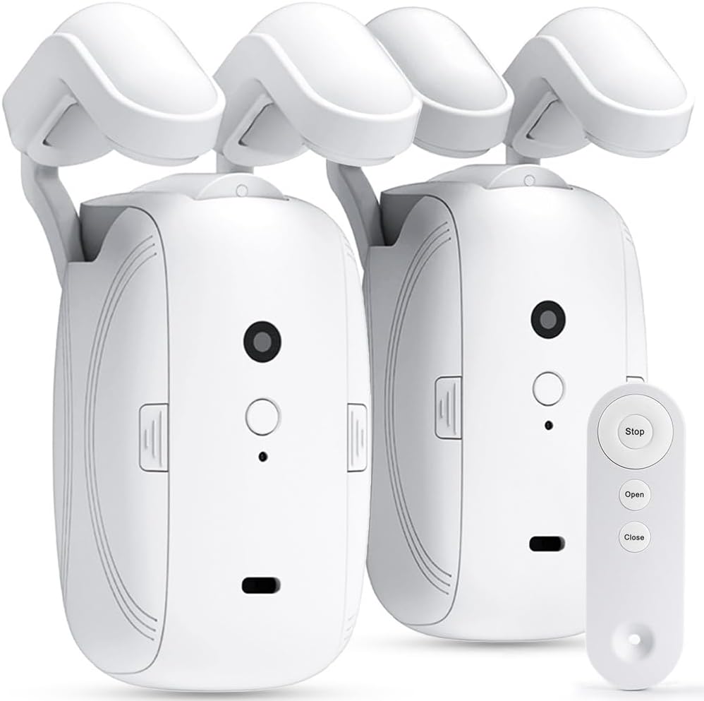 Belro automatic curtain opener and closer device for men's clothing, shown in a sleek, modern design.