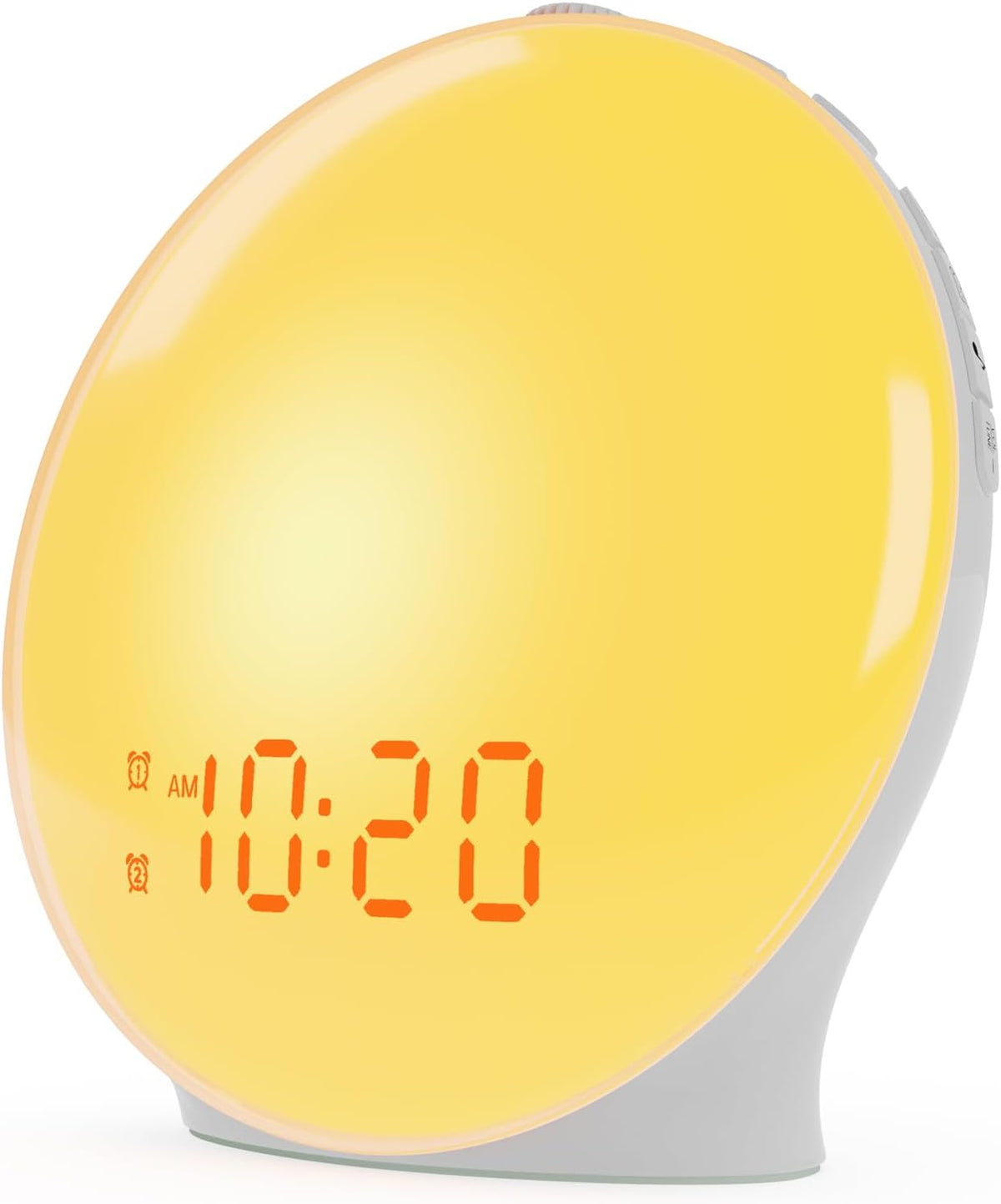 Belro Sunrise Alarm Clock displaying digital time on a modern bedside table in a cozy home setting.