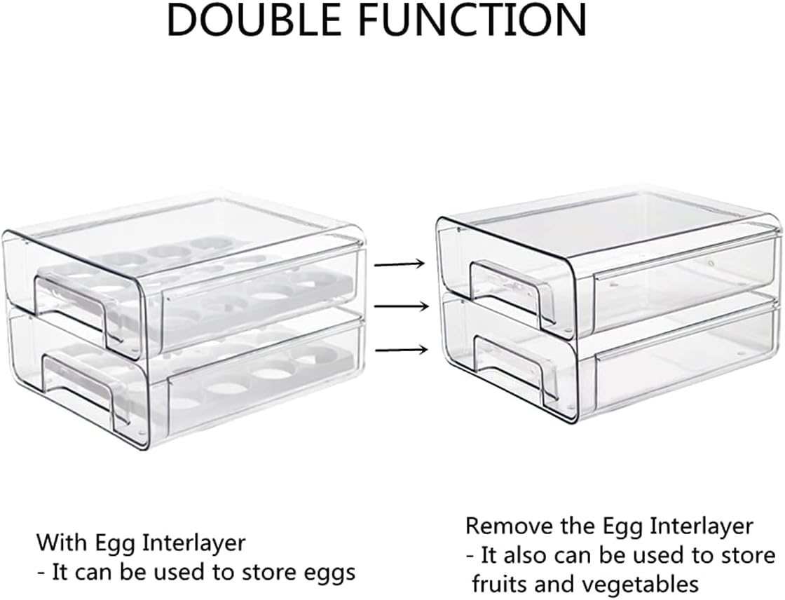 Belro egg container holder for fridge, clear plastic food storage with individual egg slots, ideal for organized kitchen storage.